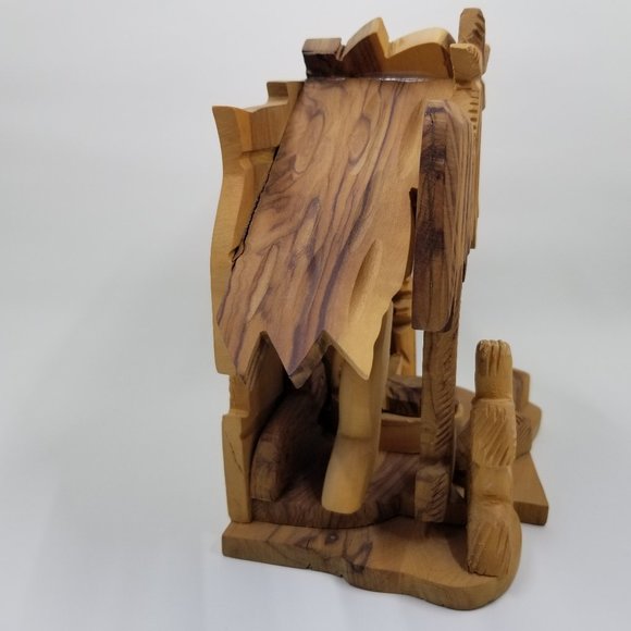 Vintage Olive Wood Nativity Scene Made in Bethlehem 6” X 6.5” Handmade Folk Art - Picture 7 of 16